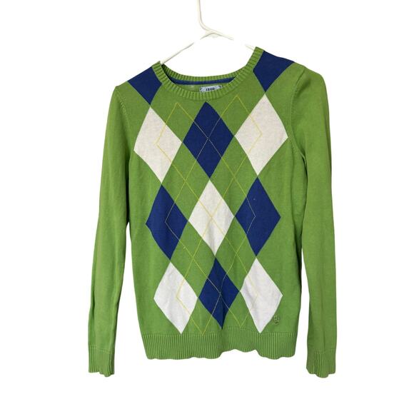IZOD Unisex med Vtg Style Argyle sweater . Bold Preppy retro ivy league - Picture 2 of 8